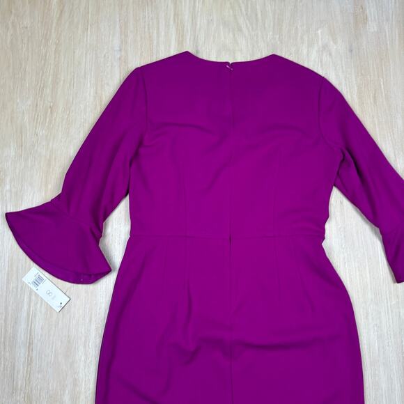 NWT Donna Morgan Fuchsia Bell Sleeve Office Cocktail Vibrant Sheath Dress 8 - Picture 13 of 16
